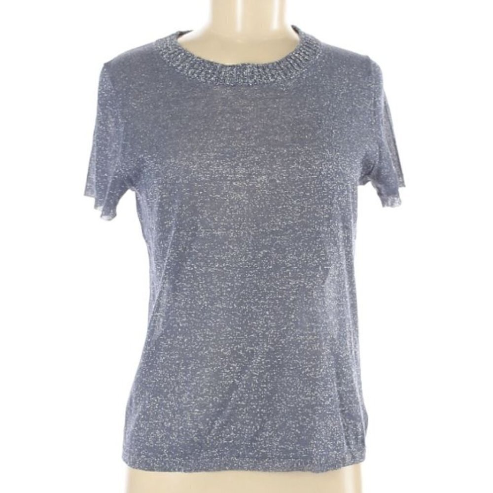 White + Warren Short Sleeve Shimmer Blouse Top Med